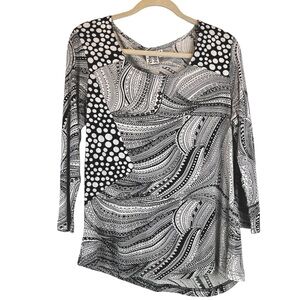 NEW Parsley & Sage Top Black White Abstract Print Sz M NWT